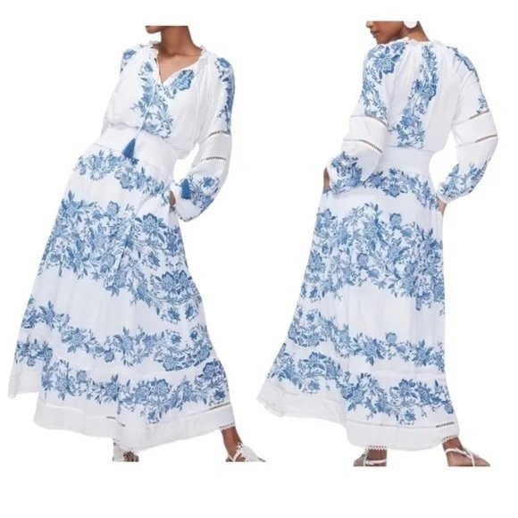 Chico's Dresses & Skirts - Chico's Floral Blouson Blooms Maxi Dress Navy White NWT 3 XL 16